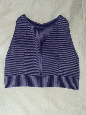 FP Movement by Free People Navy Ribbed High-Neck Crop Top